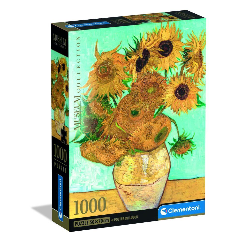 Caja del puzzle Clementoni de 1000 piezas con Los girasoles de Van Gogh