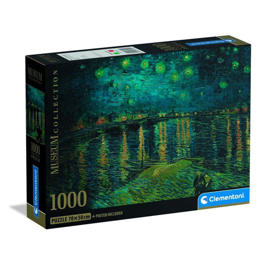 Puzzle Clementoni de 1000 piezas con La noche estrellada sobre el Ródano de Van Gogh