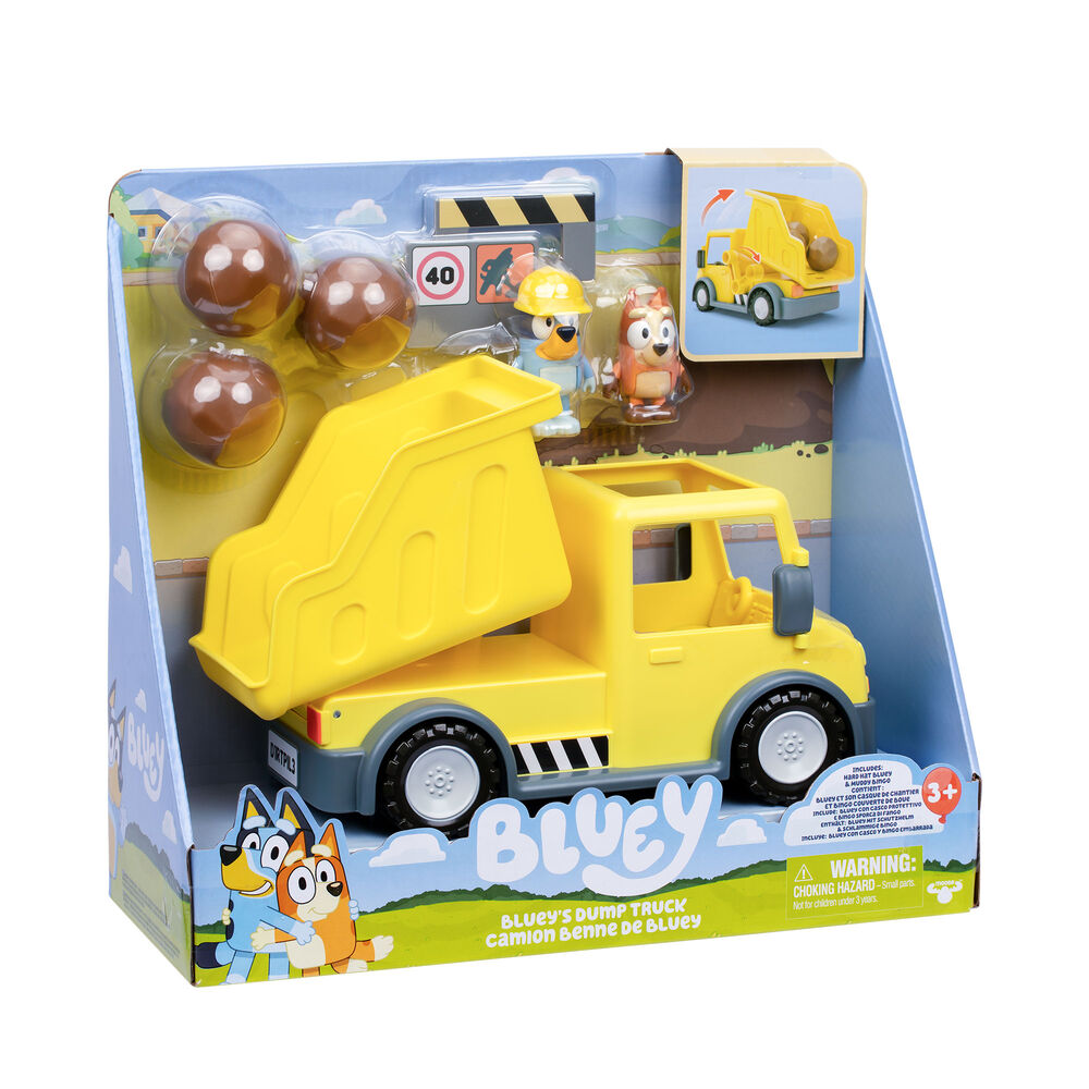 Camión volquete amarillo de Bluey con figuras, rocas y señales - 4