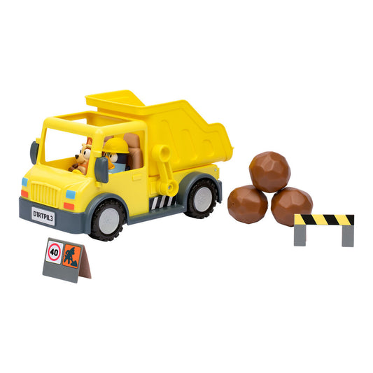 Camión volquete amarillo de Bluey con figuras, rocas y señales - 5
