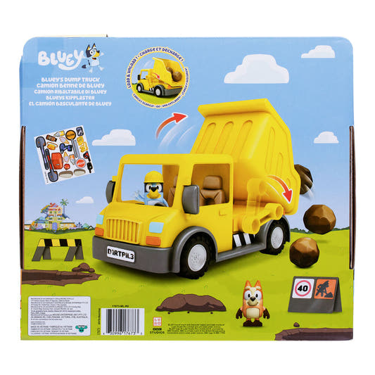 Camión volquete amarillo de Bluey con figuras, rocas y señales - 6