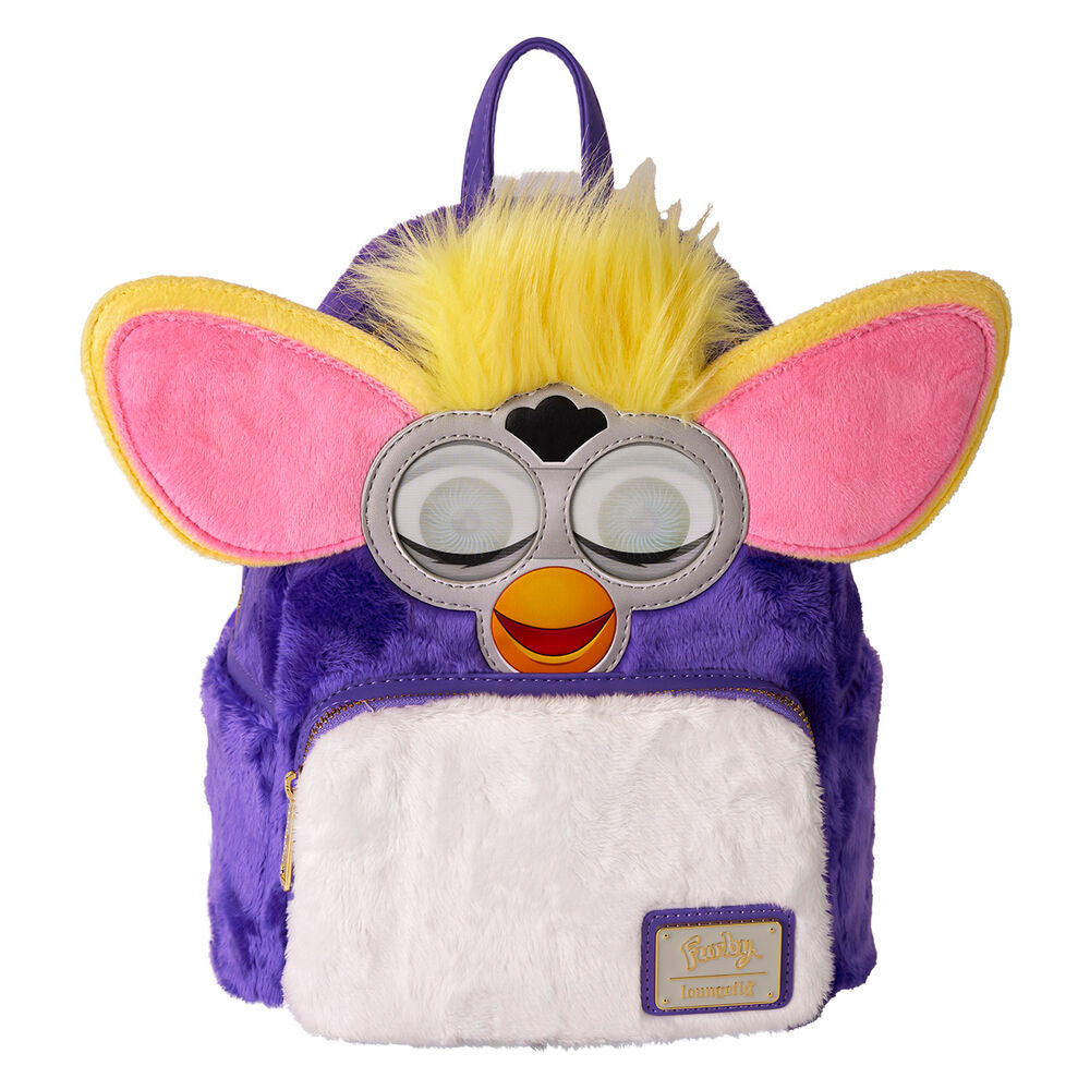 Mochila Furby Loungefly morada con orejas rosas y bolsillo frontal blanco - 2