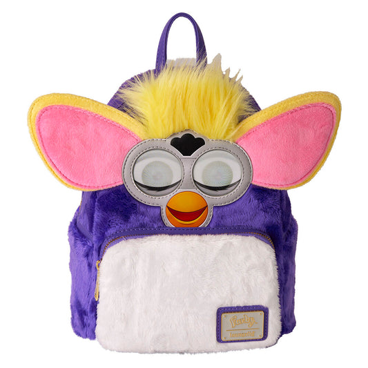Mochila Furby Loungefly morada con orejas rosas y bolsillo frontal blanco - 2