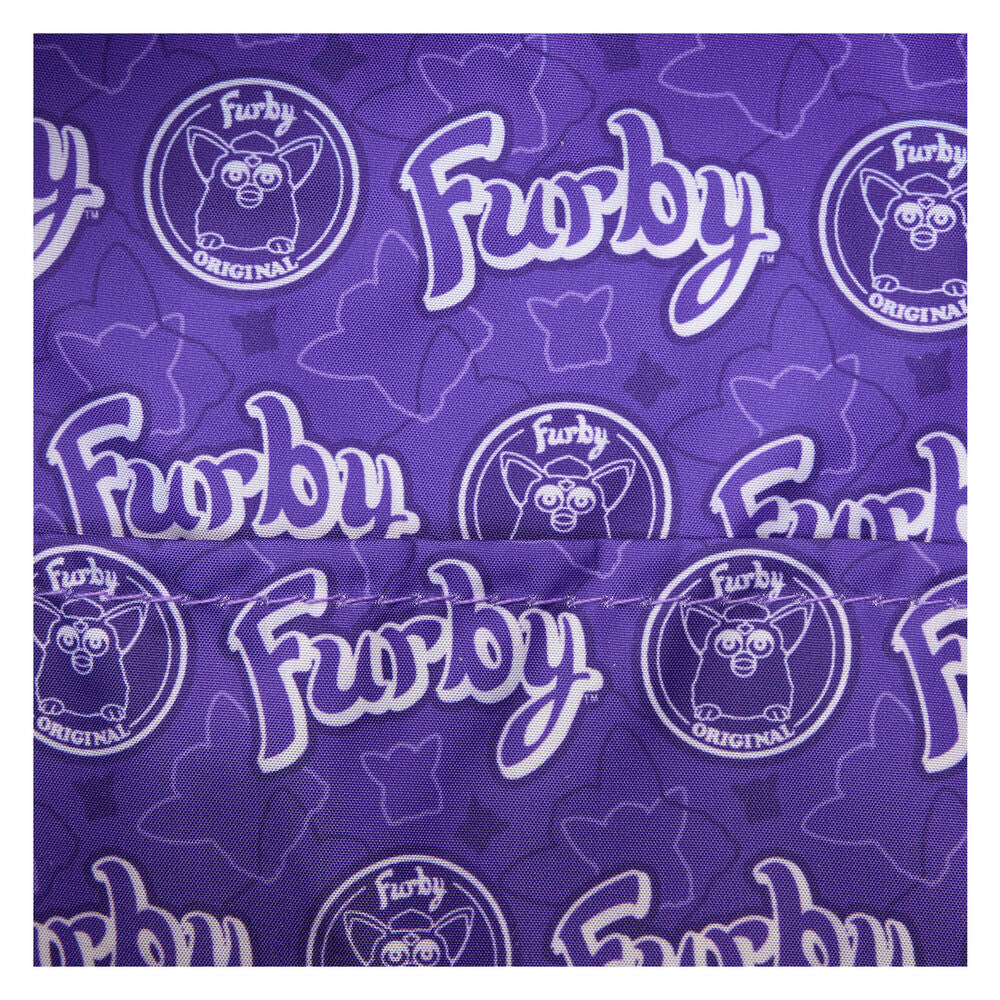 Mochila Furby Loungefly morada con orejas rosas y bolsillo frontal blanco - 6