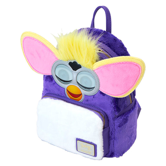 Mochila Furby Loungefly morada con orejas rosas y bolsillo frontal blanco - 7