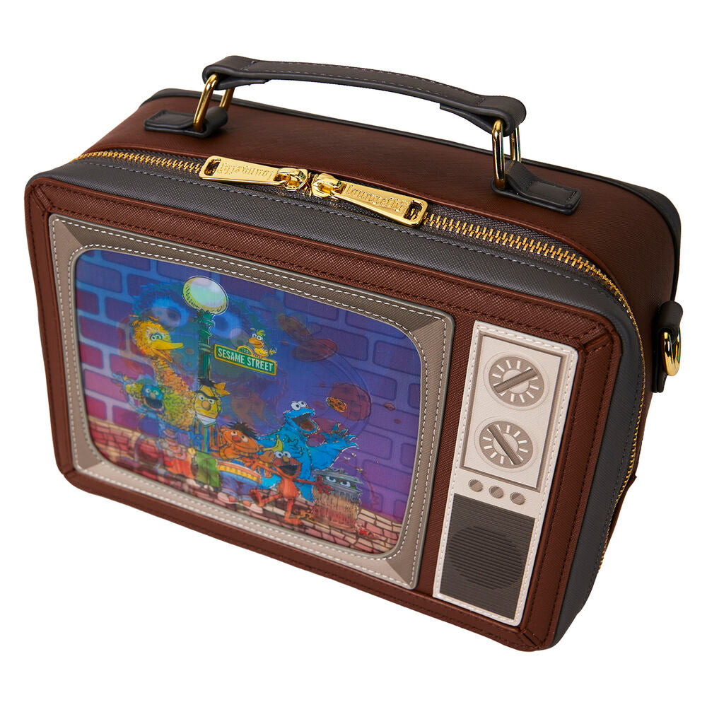 Bolso bandolera Loungefly de Barrio Sésamo con diseño de televisión retro - 3