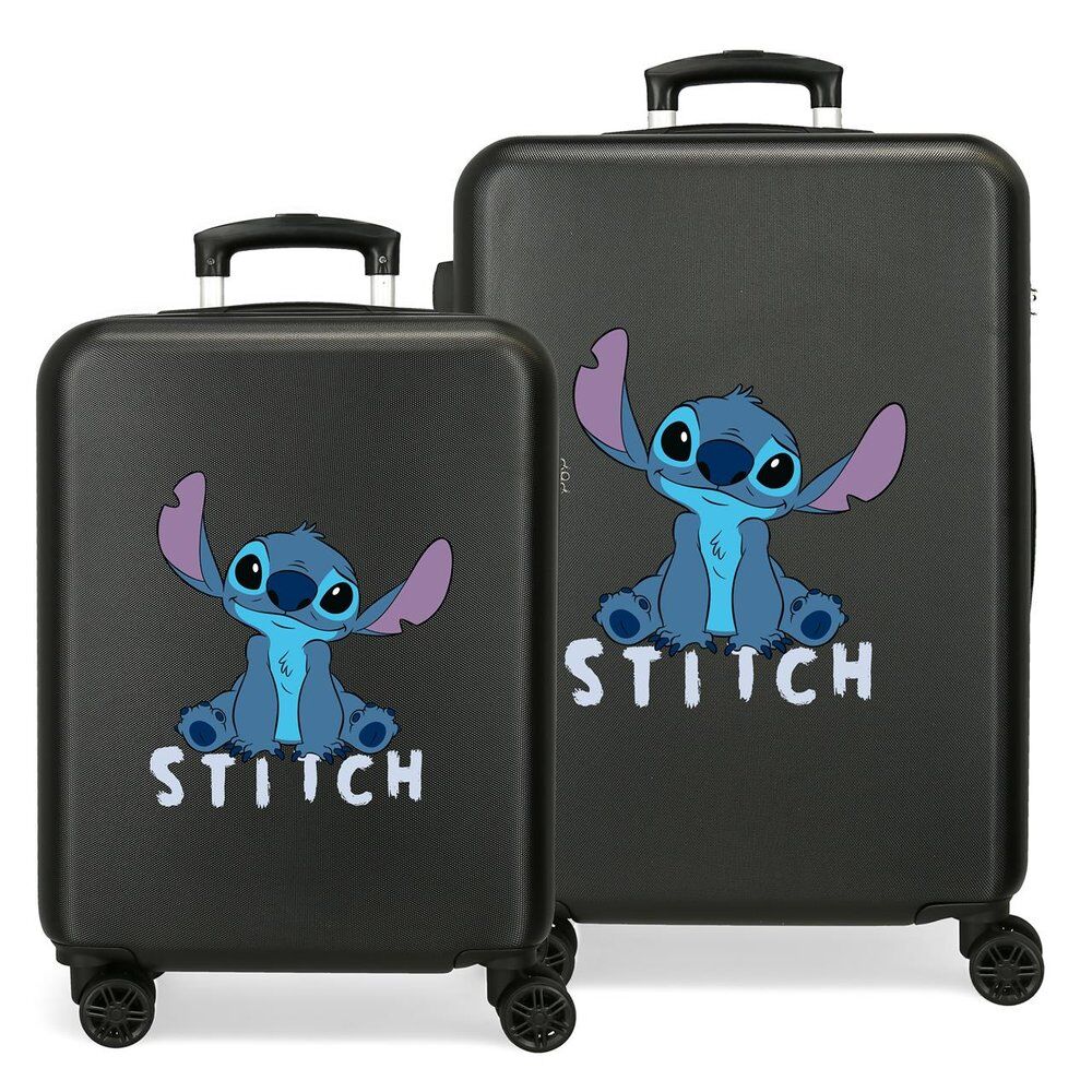 Set de dos maletas trolley negras con diseño de Stitch Disney