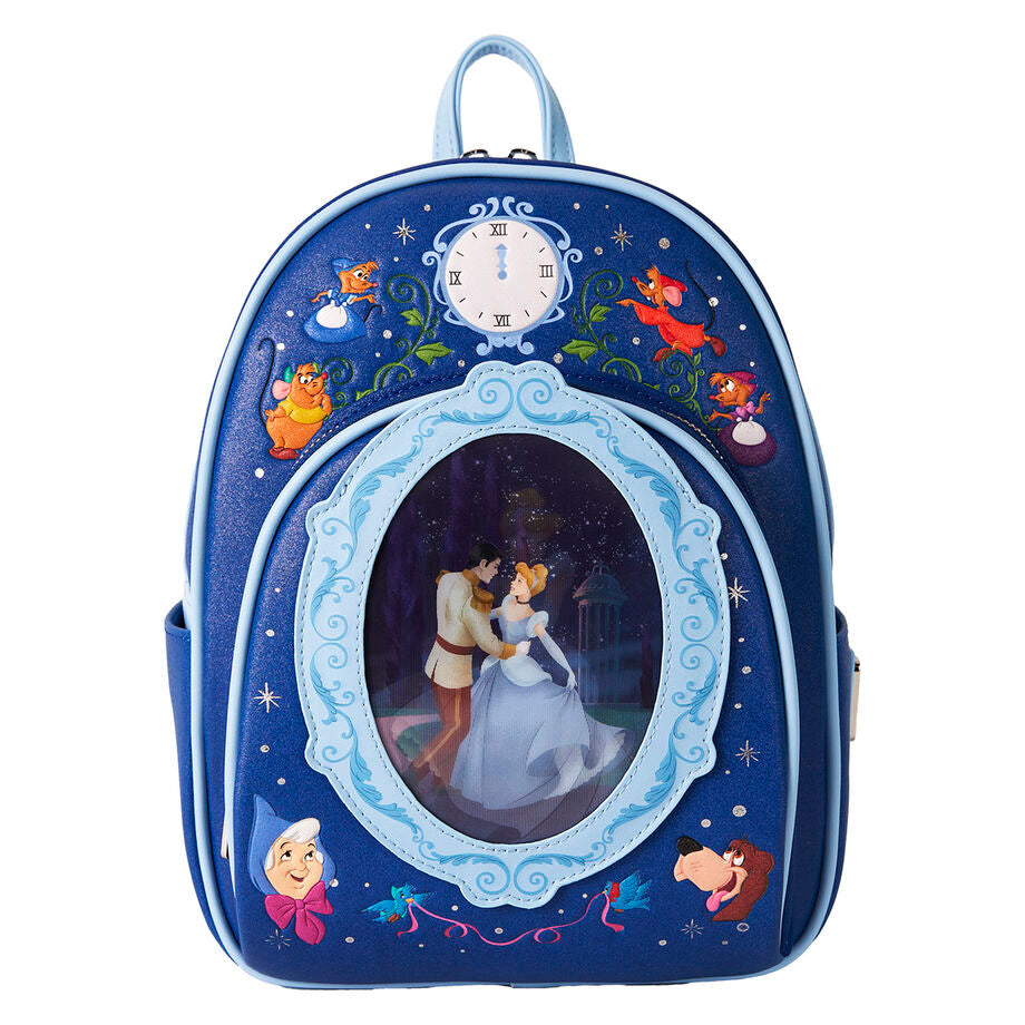 Mochila Loungefly azul de La Cenicienta Disney con diseño lenticular