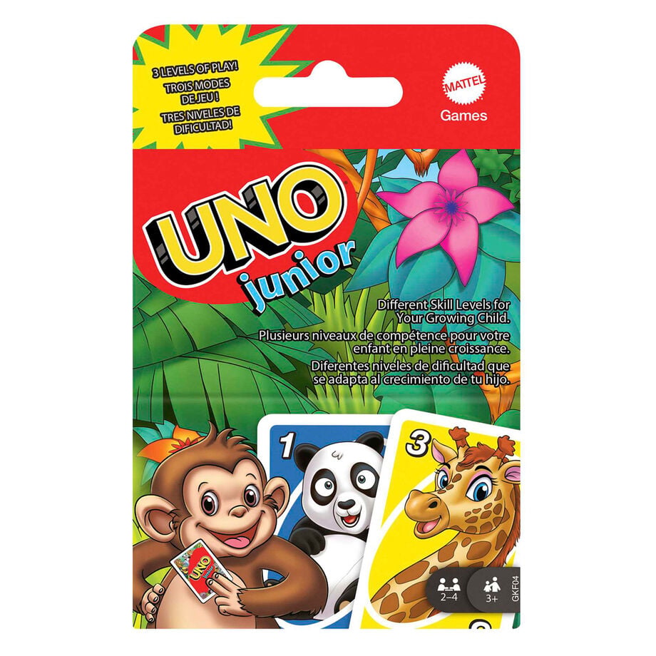Juego de cartas UNO Junior de MATTEL con ilustraciones de animales