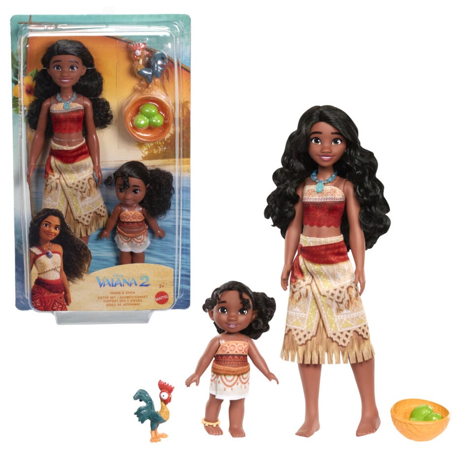 Set de muñecas Vaiana y Simea con Heihei y accesorios