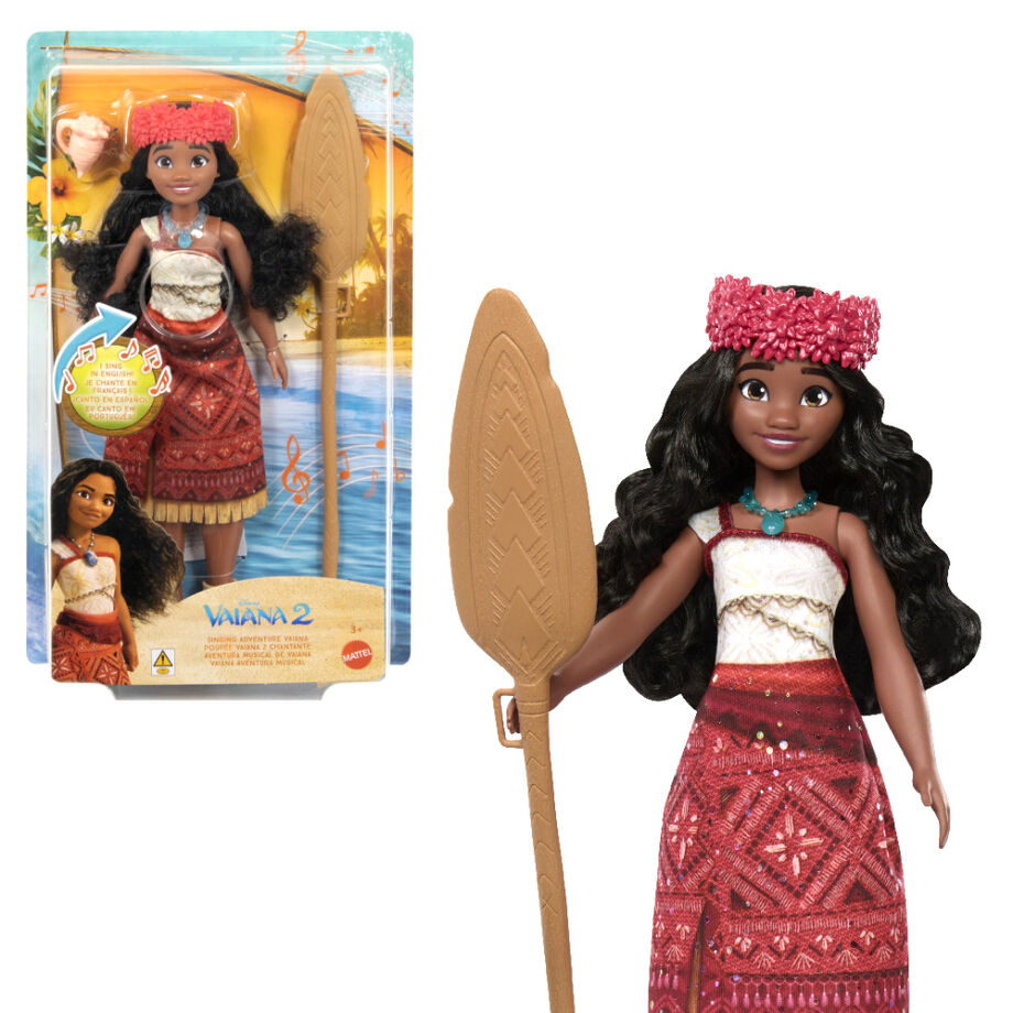 Muñeca cantarina Vaiana con vestido rojo, remo y accesorios - 2