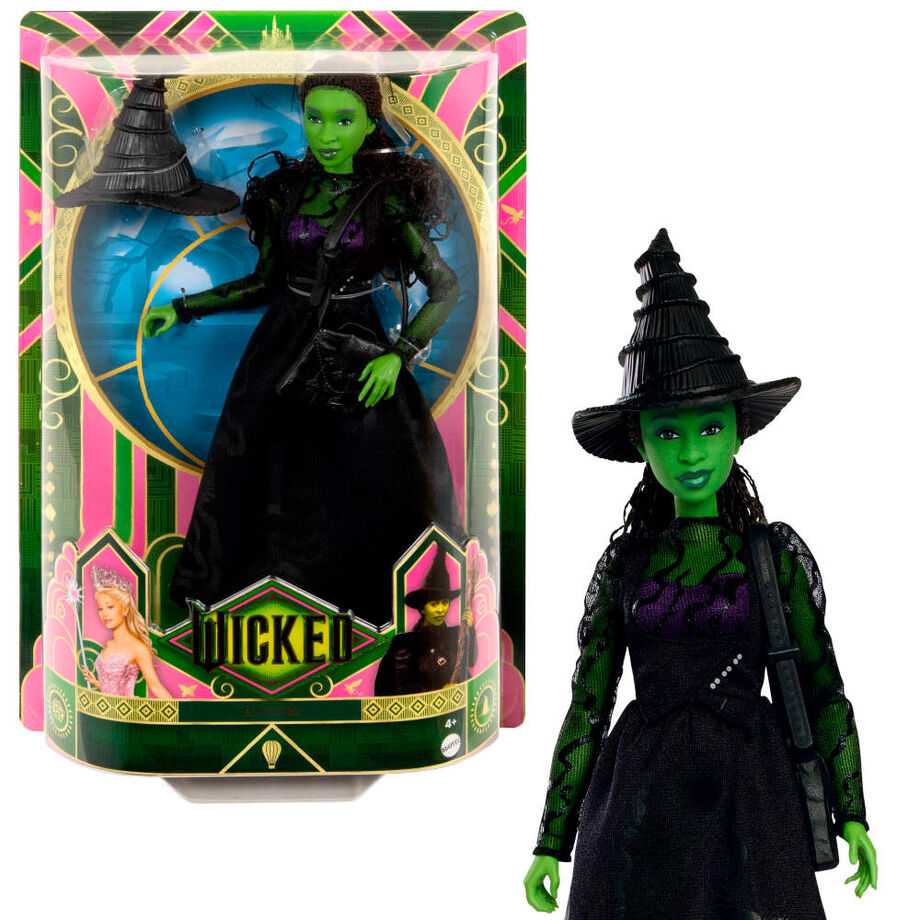 Muñeca Elphaba Thropp de Wicked con sombrero negro y vestido