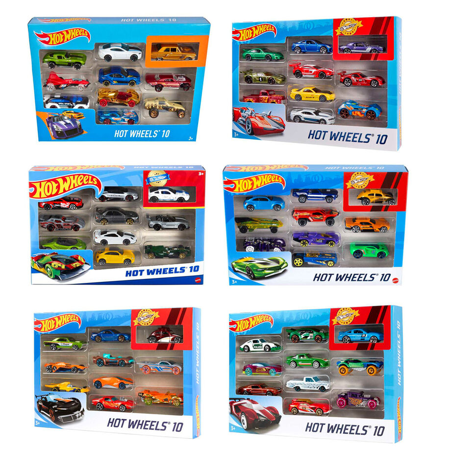 Blíster Hot Wheels con 10 coches a escala 1:64