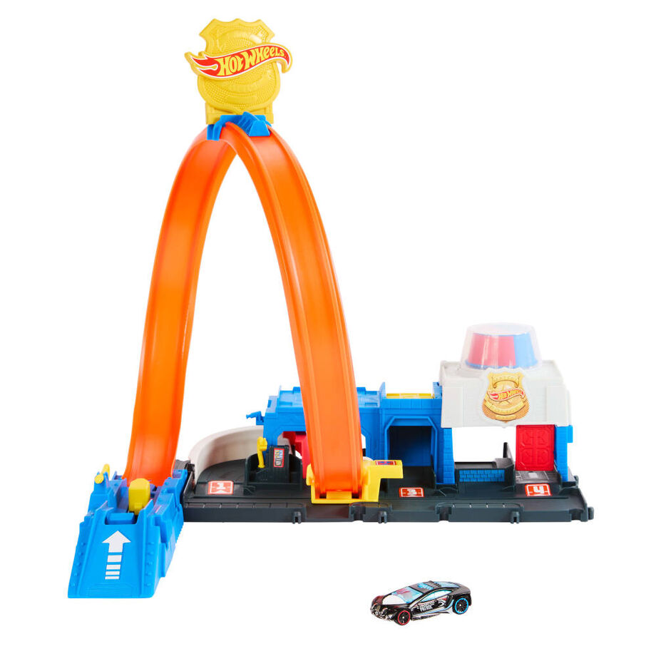 Pista Superestación de Policía Hot Wheels City con coche 1:64 - 2