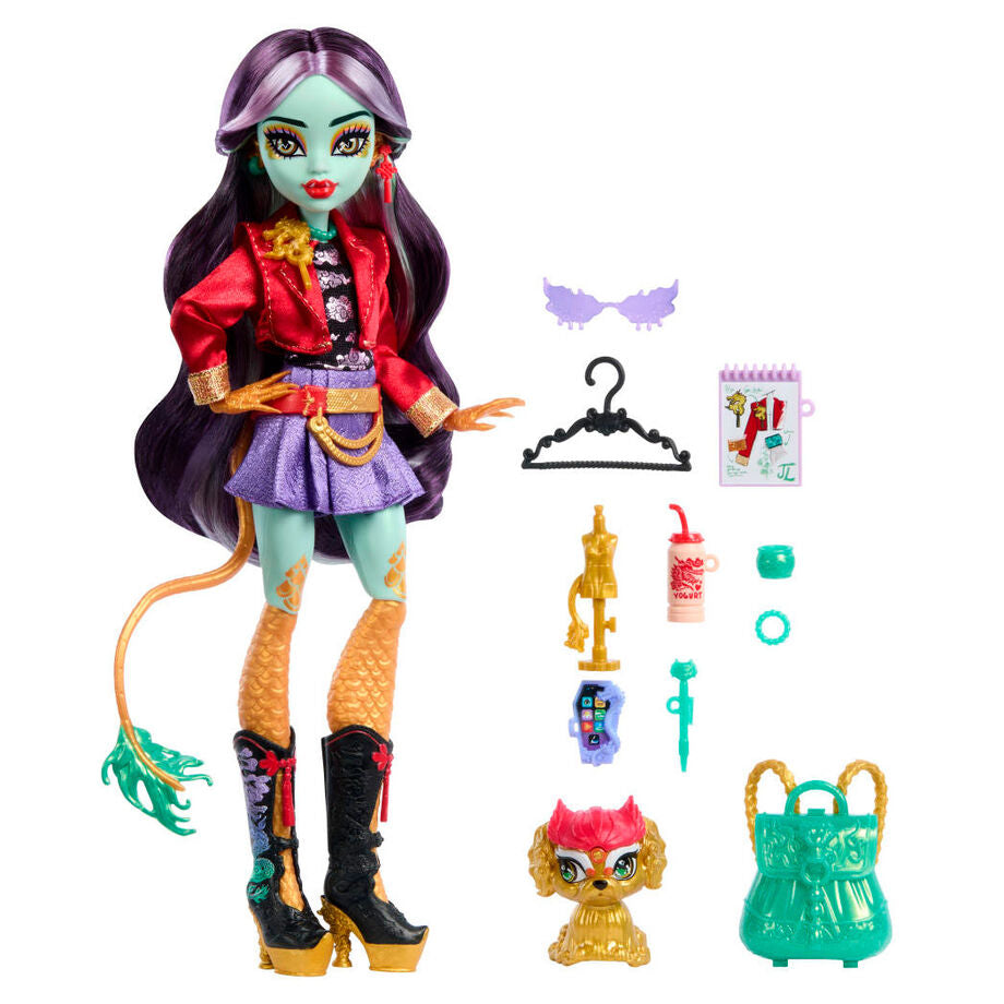 Muñeca Jinafire Long Monster High con mascota y accesorios - 3