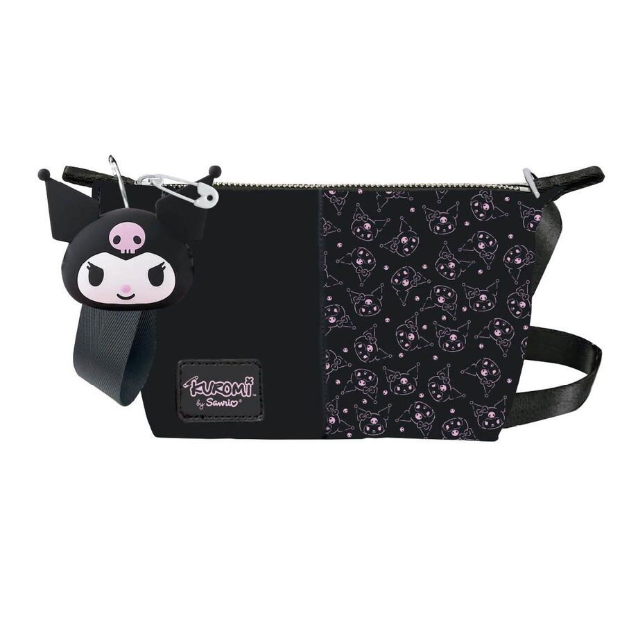 Bolso negro de Kuromi con estampado rosa y accesorio colgante - 2