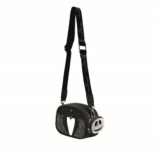 Bolso bandolera negro de Pesadilla Antes de Navidad con detalle de Jack Skellington