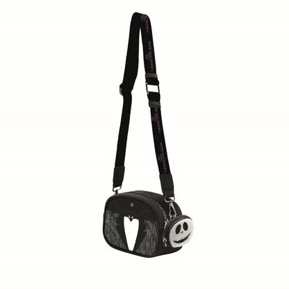 Bolso bandolera negro de Pesadilla Antes de Navidad con detalle de Jack Skellington