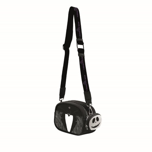 Bolso bandolera negro de Pesadilla Antes de Navidad con detalle de Jack Skellington