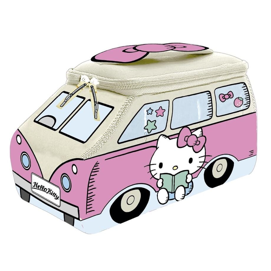 Neceser de viaje Hello Kitty con diseño de furgoneta rosa