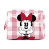 Neceser rosa de cuadros con Minnie Disney y cierre de cremallera
