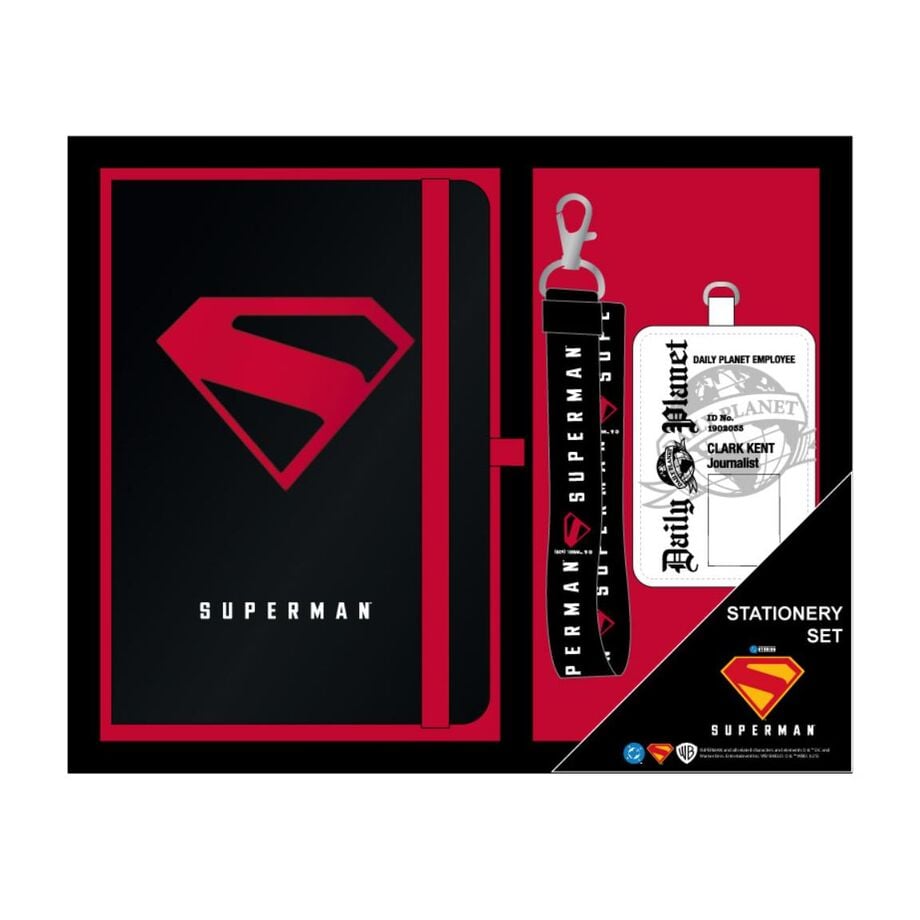 Set de papelería Superman DC Comics en negro y rojo