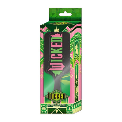 Cepillo para el pelo Wicked negro, rosa y verde con caja decorada - 2