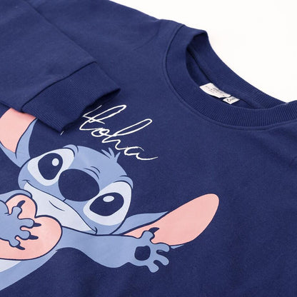 Sudadera azul marino de Stitch Disney con estampado Aloha - 3