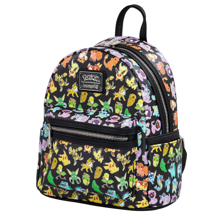 Mochila Pokémon Loungefly negra con estampado multicolor de personajes - 2