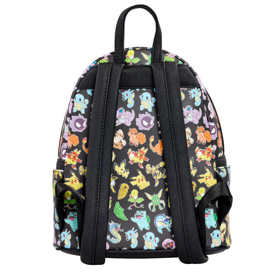 Mochila Pokémon Loungefly negra con estampado multicolor de personajes - 3