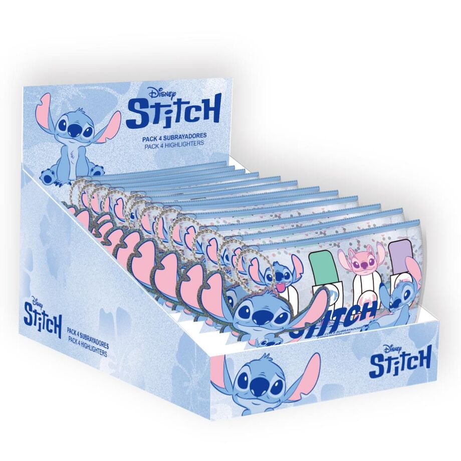 Estuche transparente con cuatro subrayadores Stitch Disney - 2