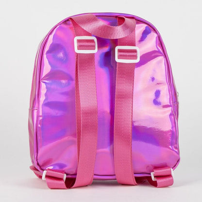 Mochila casual Barbie rosa iridiscente con bolsillos con cremallera - 2