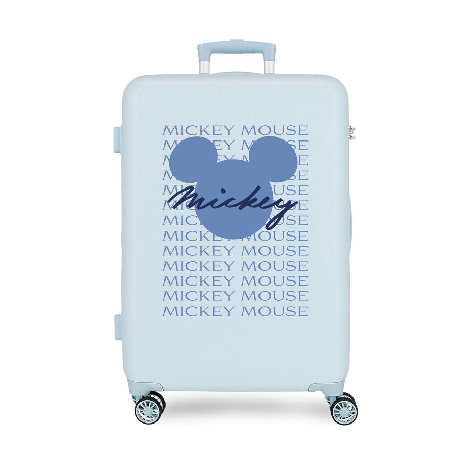 Maleta trolley azul claro de Mickey Mouse Disney con cuatro ruedas