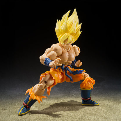 Figura articulada de Super Saiyan Son Goku en pose de combate