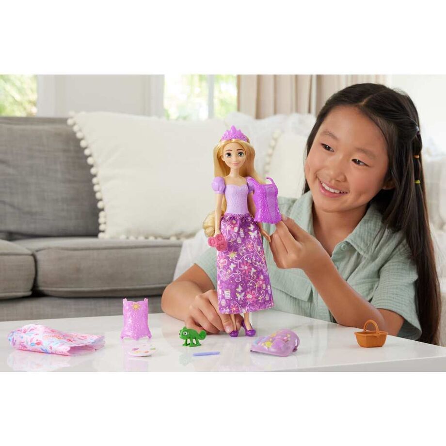 Muñeca Rapunzel Disney con dos looks y accesorios de pintura - 6