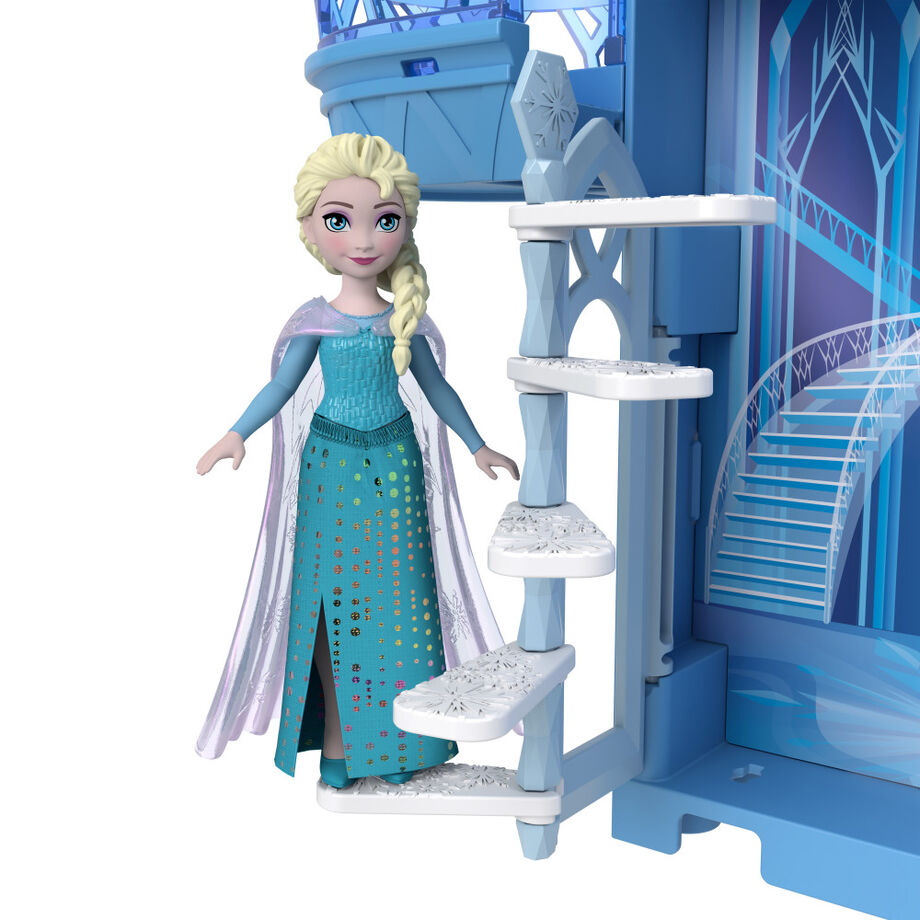 Castillo de hielo de Elsa Frozen Disney abierto con muñeca y figura de Olaf - 6