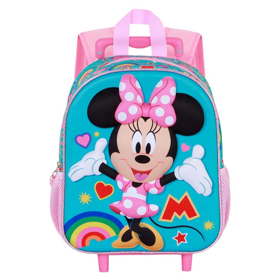 Trolley mochila infantil 3D de Minnie Disney en rosa y turquesa - 2