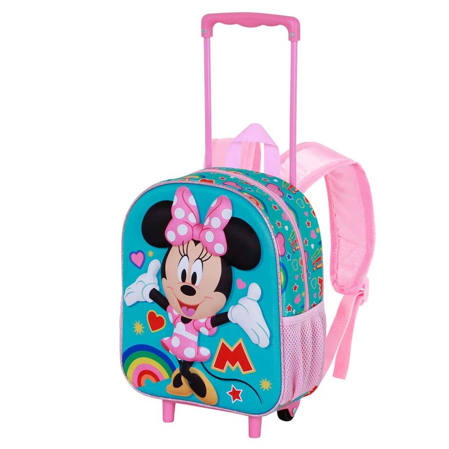 Trolley mochila infantil 3D de Minnie Disney en rosa y turquesa