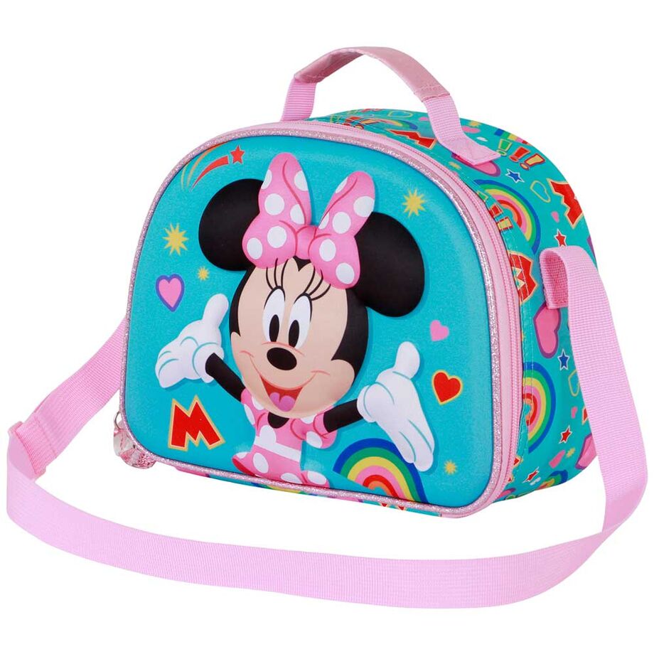 Bolsa portameriendas 3D de Minnie Disney en turquesa y rosa - 2