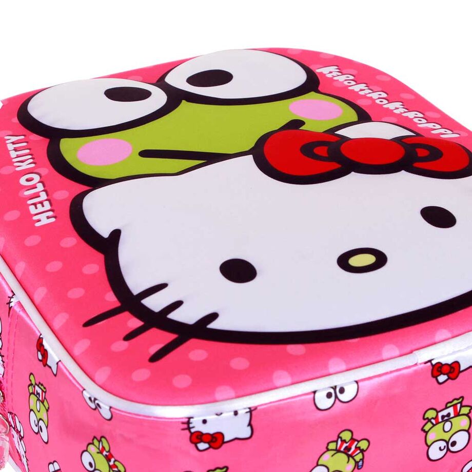 Mochila rosa 3D de Hello Kitty con figura de rana - 3