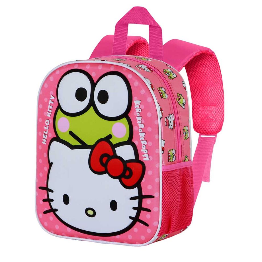 Mochila rosa 3D de Hello Kitty con figura de rana - 4