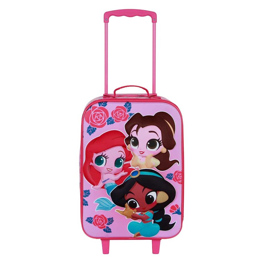 Maleta trolley infantil rosa 3D Flowers de Princesas Disney