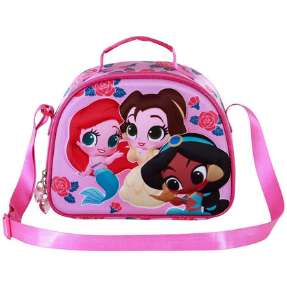 Bolsa portameriendas rosa 3D de Princesas Disney con flores - 2