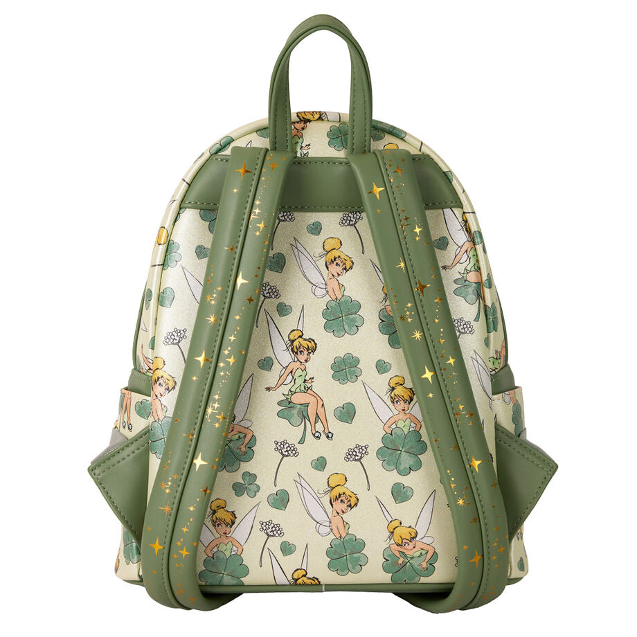 Mochila Loungefly de Campanilla con estampado de tréboles y detalles dorados - 3