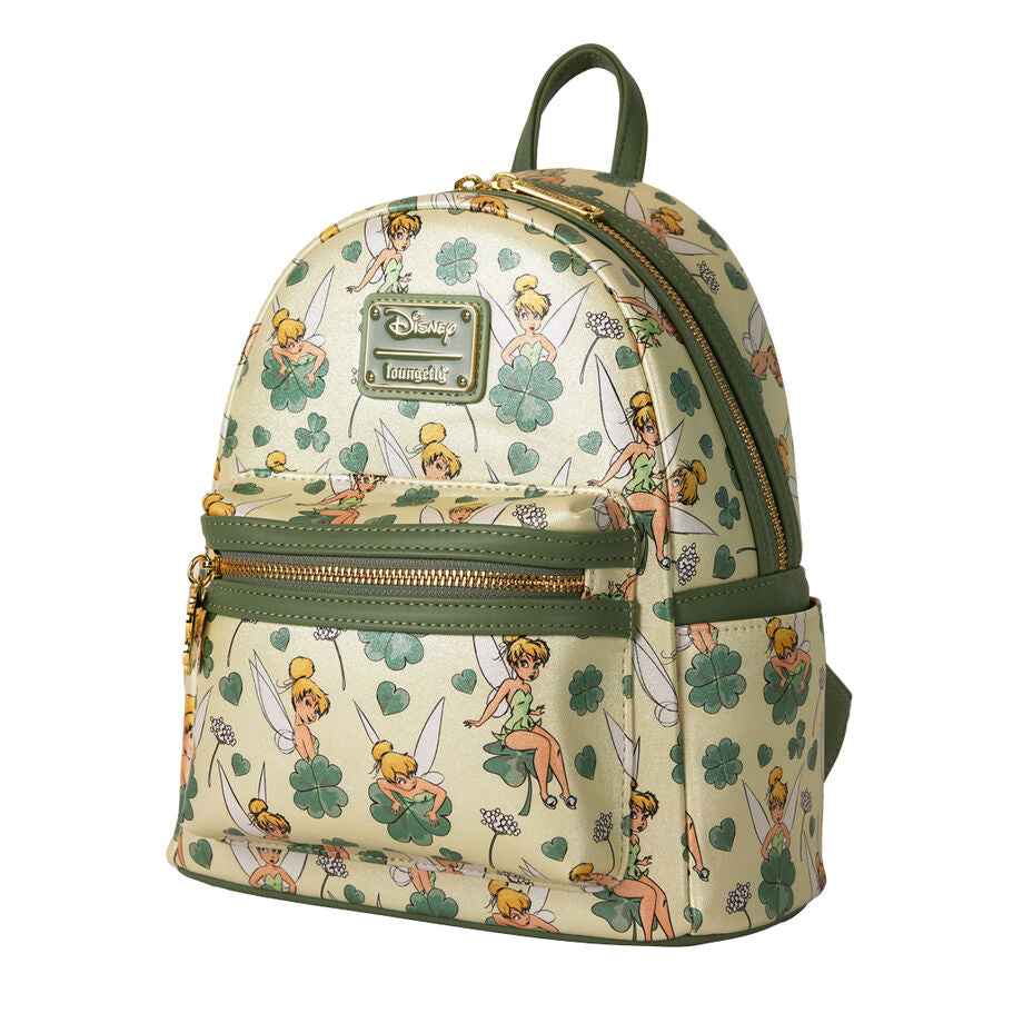 Mochila Loungefly de Campanilla con estampado de tréboles y detalles dorados - 4