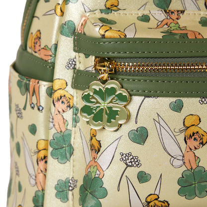 Mochila Loungefly de Campanilla con estampado de tréboles y detalles dorados - 5