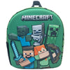 Mochila 3D verde de Minecraft con personajes y logotipo