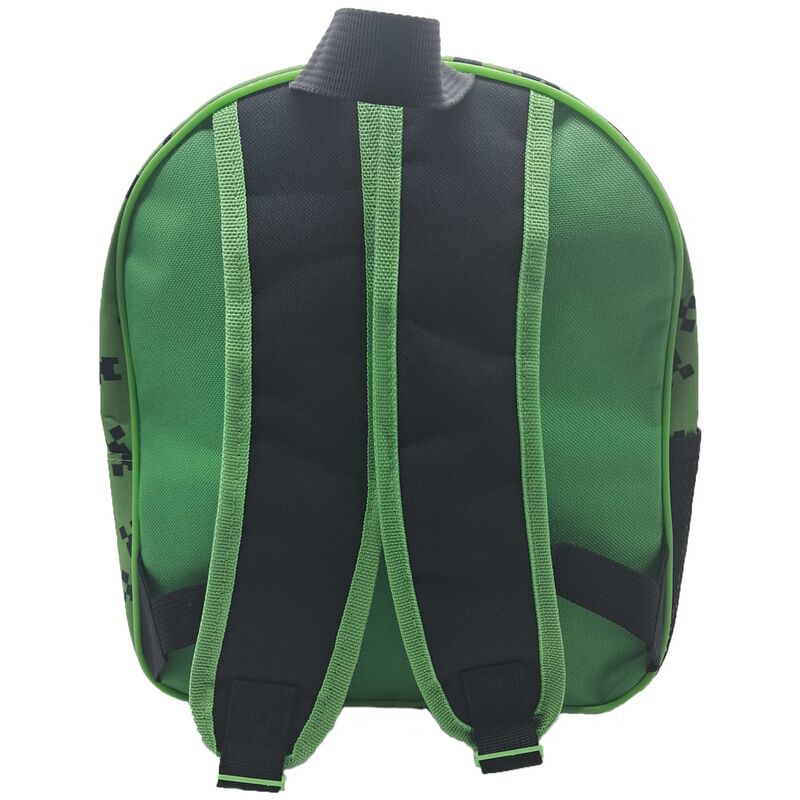 Mochila 3D verde de Minecraft con personajes y logotipo - 4