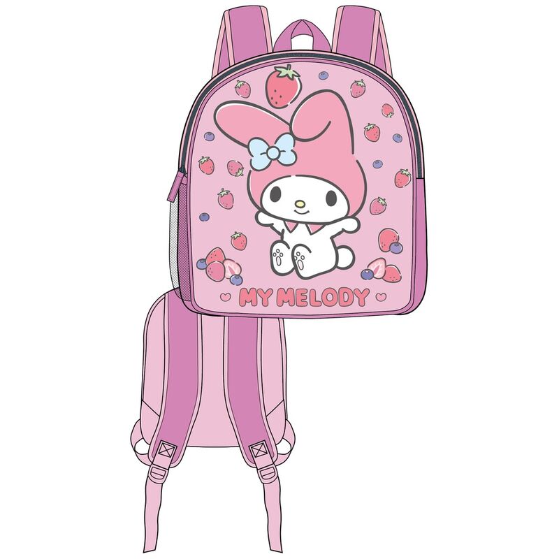 Mochila rosa 3D de My Melody SANRIO con fresas y arándanos - 2