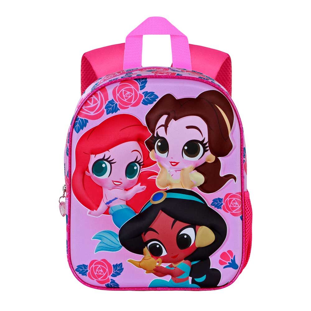 Mochila rosa 3D Flowers de Princesas Disney con bolsillo lateral de malla - 2